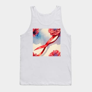 Watercolor red bow red ribbon Tank Top